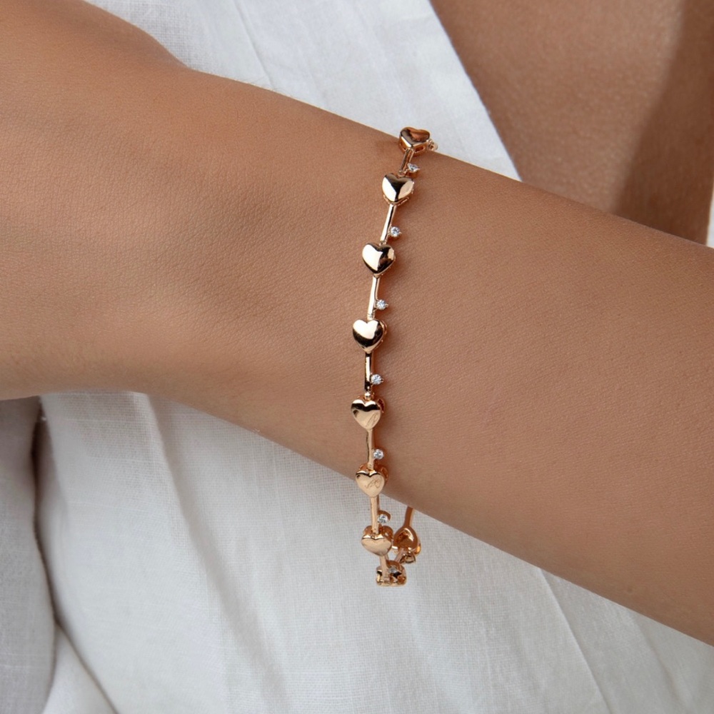 Heart Bracelet 18k Gold Plated Luxury Jewelry Heart Zircon